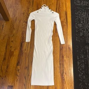 Zara ribbed bodycon knit midi turtleneck dress